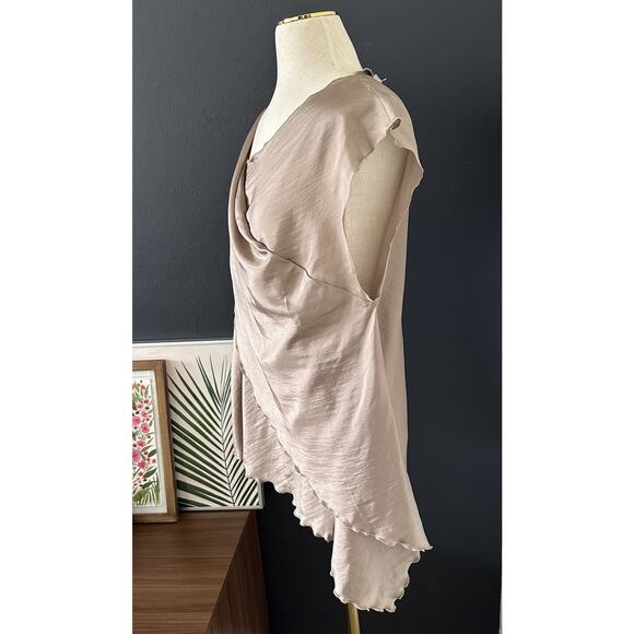 REDWOOD COURT Asymmetrical 100% Silk Sleeveless Top Blouse Abstract Artistic - Picture 6 of 11